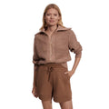 VARLEY Women's Eloise Full Zip Knit Jacket Small Tan Warm Taupe Pointelle NWT