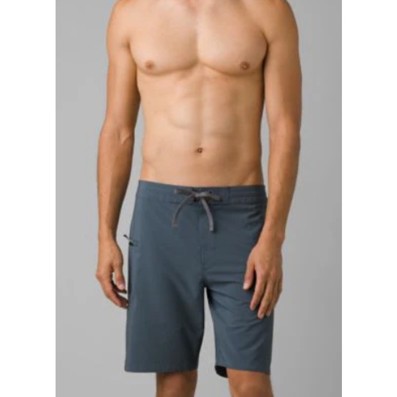 PRANA Men's Fenton Board Shorts Size 36 Grey Blue 7" Inseam Drawcord Swim NWT