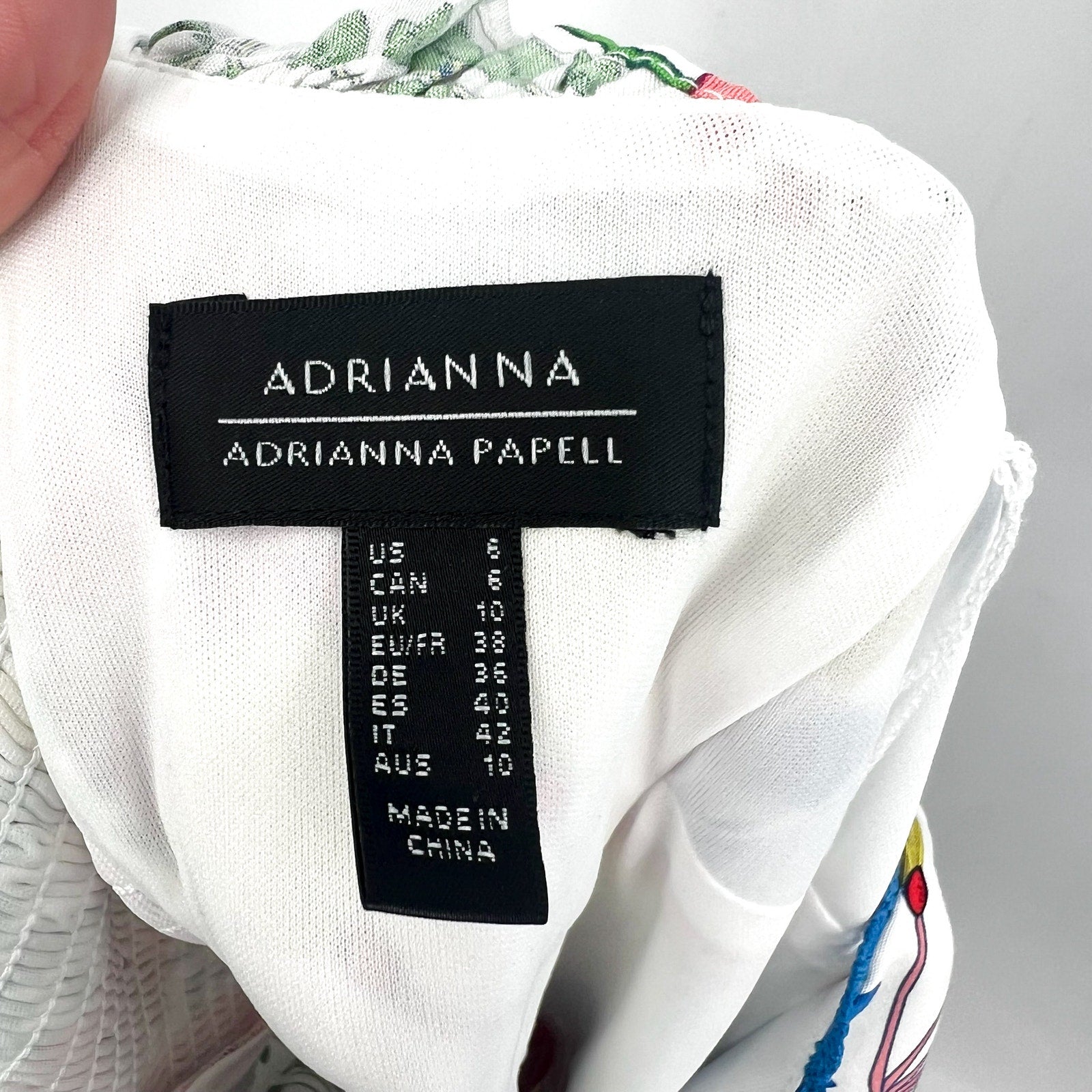 ADRIANNA PAPELL Women's Flutter Sleeveless Short Dress Size 6 White Multi NWT