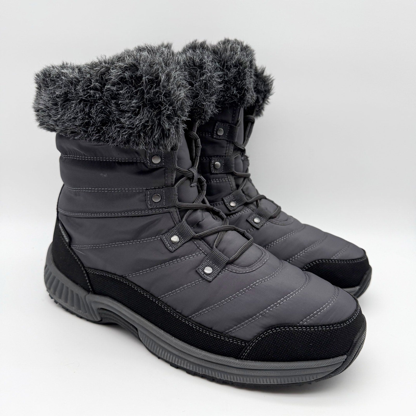 Orthofeet Womens Alps Snow Boots US 10 WIDE Grey Black Waterproof NWOB