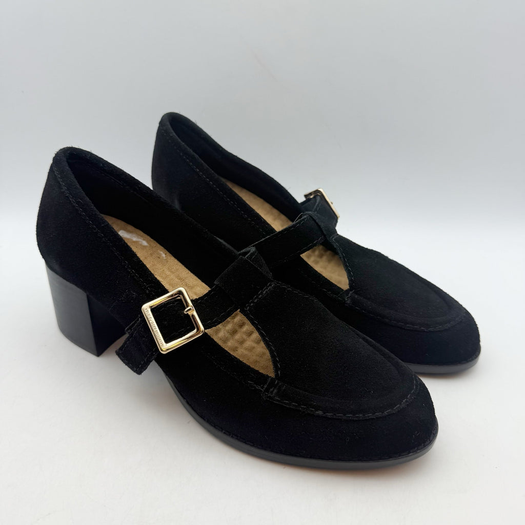 Kelsi Dagger Womens Caleb Mary Jane Heels Size 9 EU 39.5 Black Cow Suede NWOB