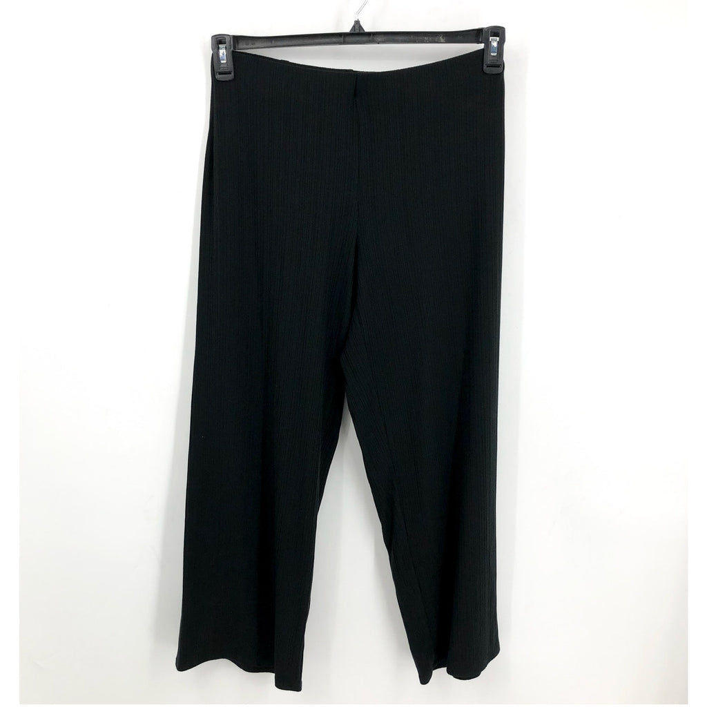 EILEEN FISHER Womens Wide-Leg Pants Medium Black Pull-On Texture Stretch Rib NWT