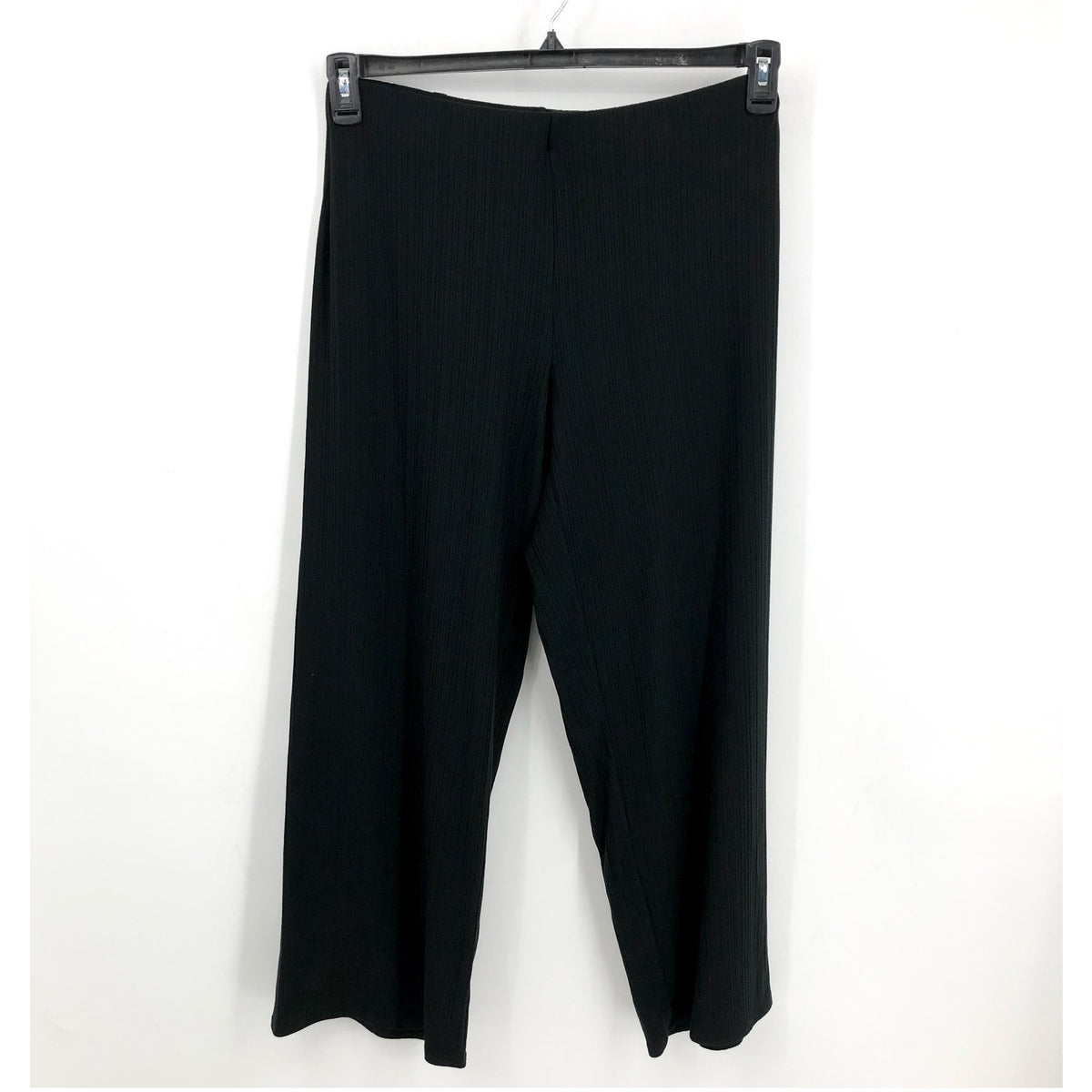 EILEEN FISHER Womens Wide-Leg Pants Medium Black Pull-On Texture Stretch Rib NWT