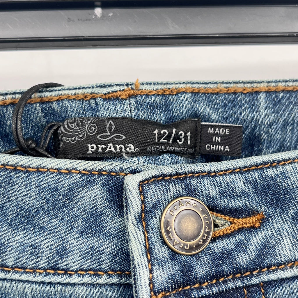 PRANA Womens Sienna Skinny Jeans Size 12 31x31 True Blue Stretch Mid Rise NWT