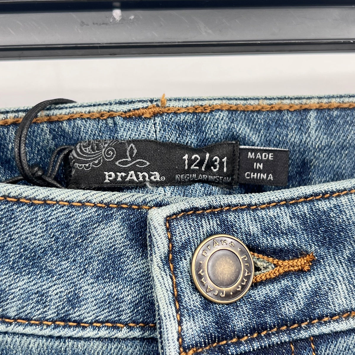 PRANA Womens Sienna Skinny Jeans Size 12 31x31 True Blue Stretch Mid Rise NWT