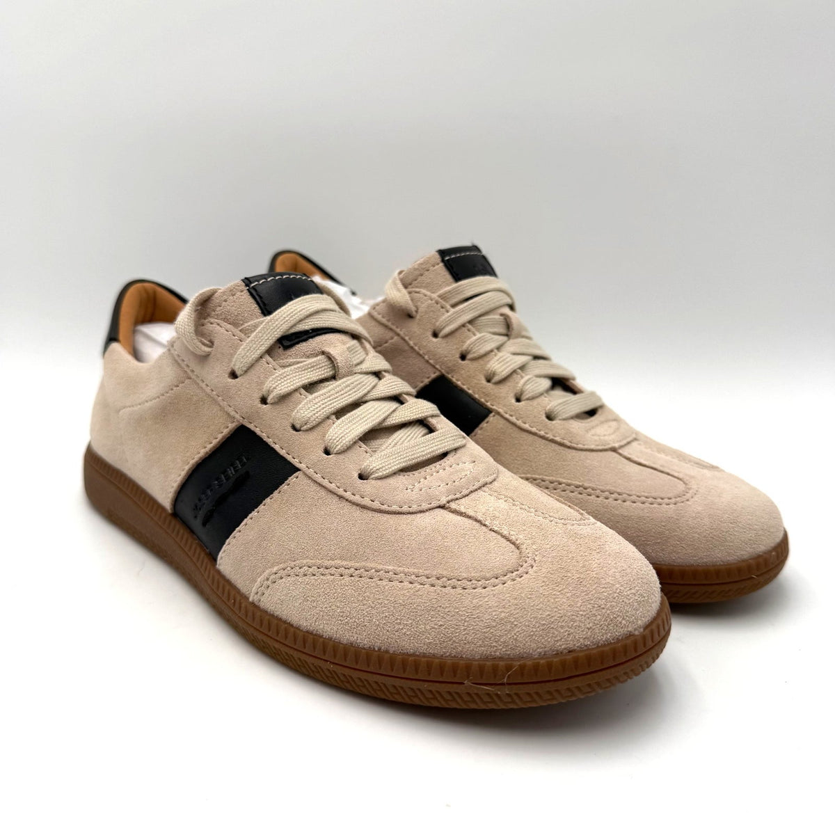 Josef Seibel Womens Joleen 01 Suede Sneakers Size EU 38 US 7.5 Beige Black NIB