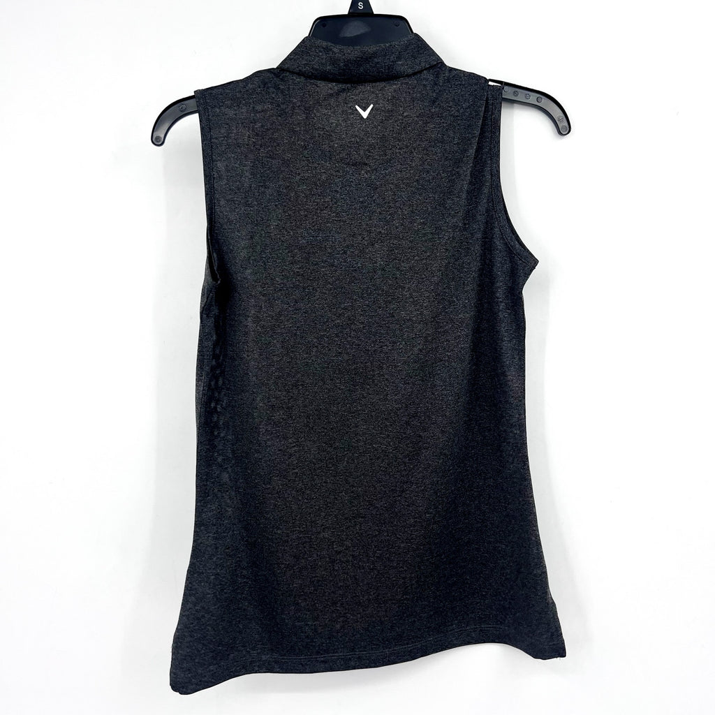 CALLAWAY Women's 1/4 Zip Sleeveless Polo Shirt Small Black Heather Golf NWT