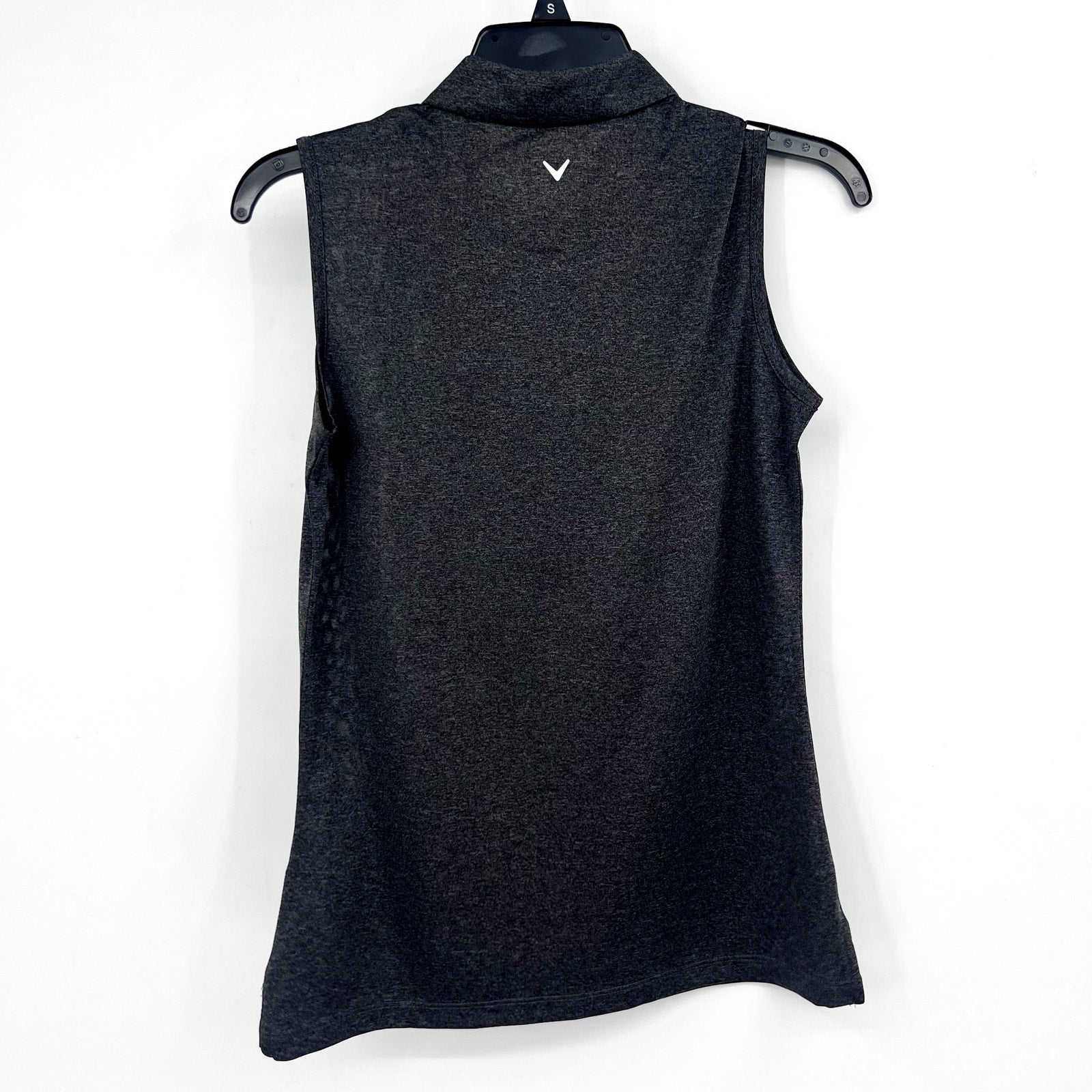 CALLAWAY Women's 1/4 Zip Sleeveless Polo Shirt Small Black Heather Golf NWT