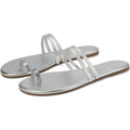 TKEES Womens Leah Slide Sandals Size 5 EU 36 Silver Slip On Flat NWOB