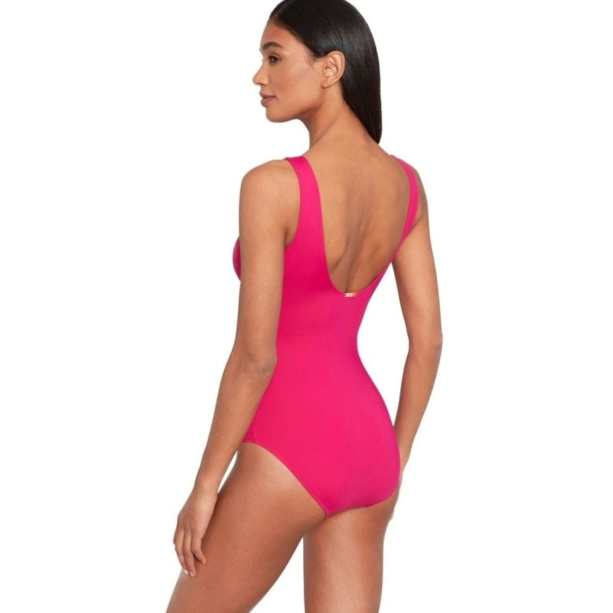 LAUREN RALPH LAUREN Ruffle One Piece Swimsuit Size 4 Orchid Pink Beach Club NWT