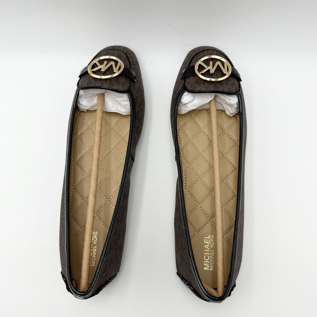 Michael Kors Womens Lillie Moc Flats US 9 Brown MK Logo NIB