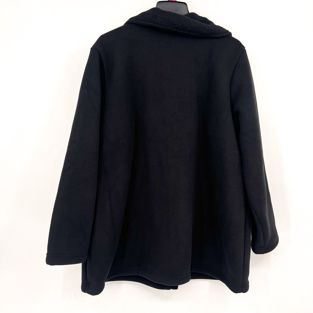 DENIM & CO. Women's Fleece Bonded Sherpa Jacket XL Petite Black NWOT