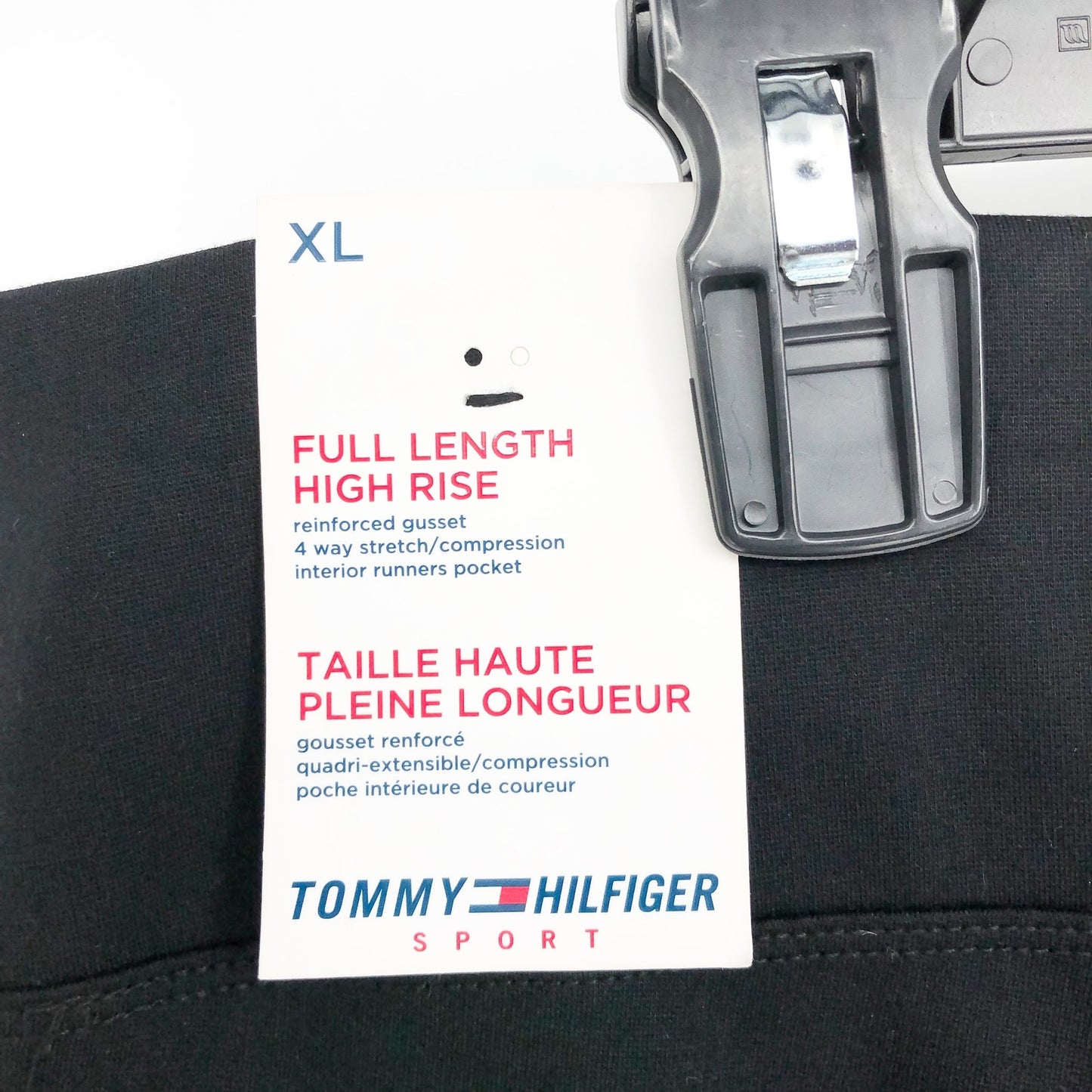 TOMMY HILFIGER SPORT Womens Athletic Leggings US XL Black High-Rise NWT