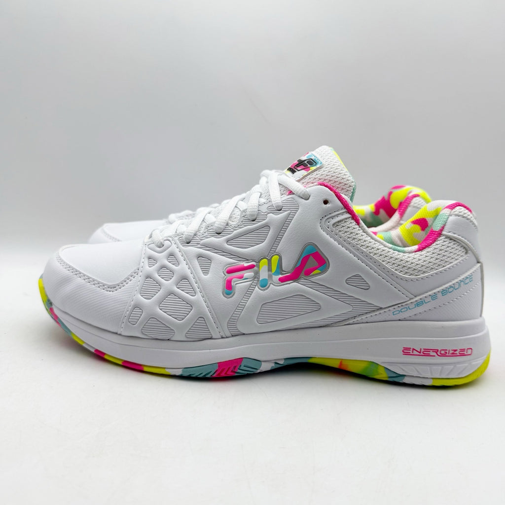 FILA Womens Double Bounce 3 Pickleball Athletic Shoes Size 11 White Neon NWOB