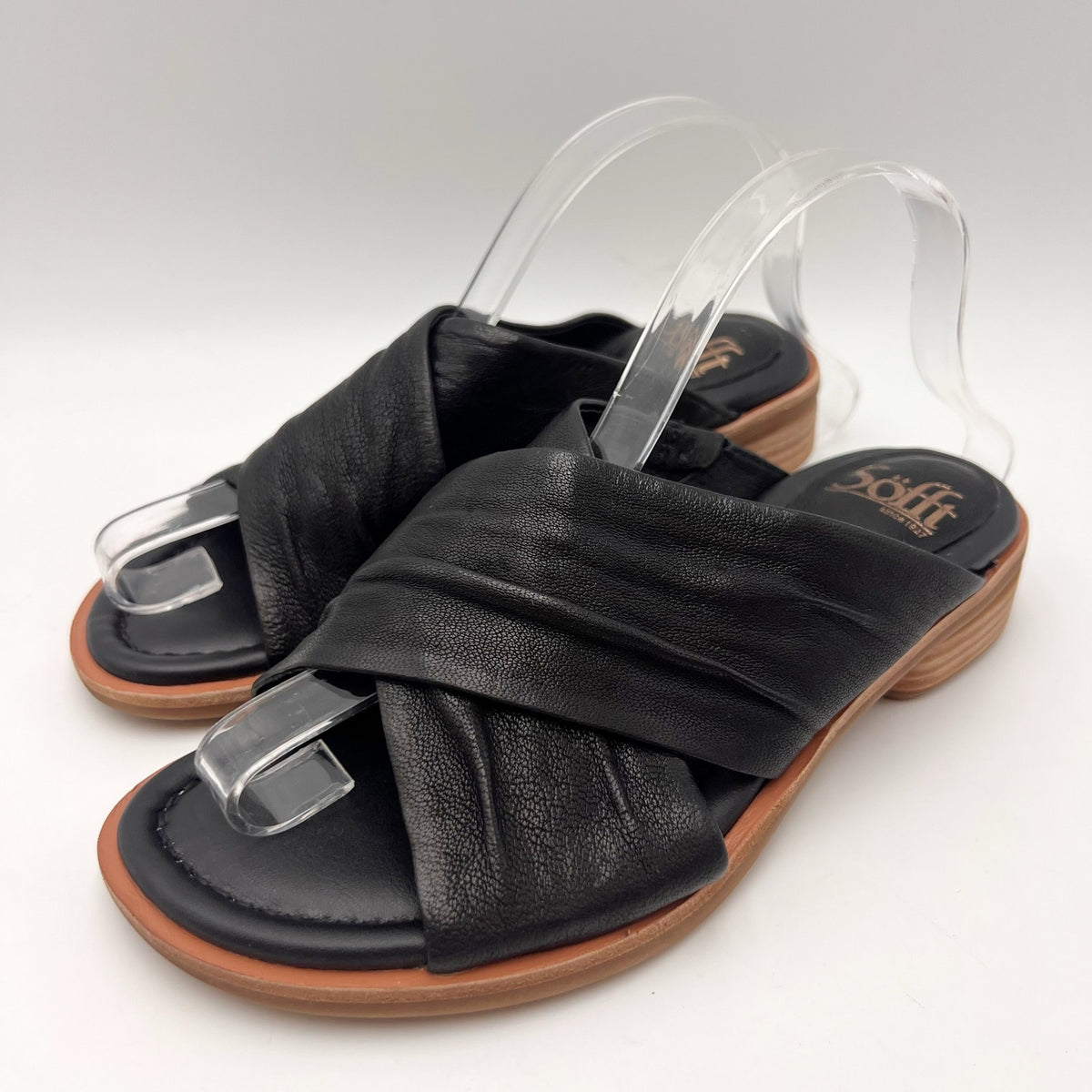 Sofft Womens Fallon Slide Sandals Size 6 M Black Leather Slip On NWOB