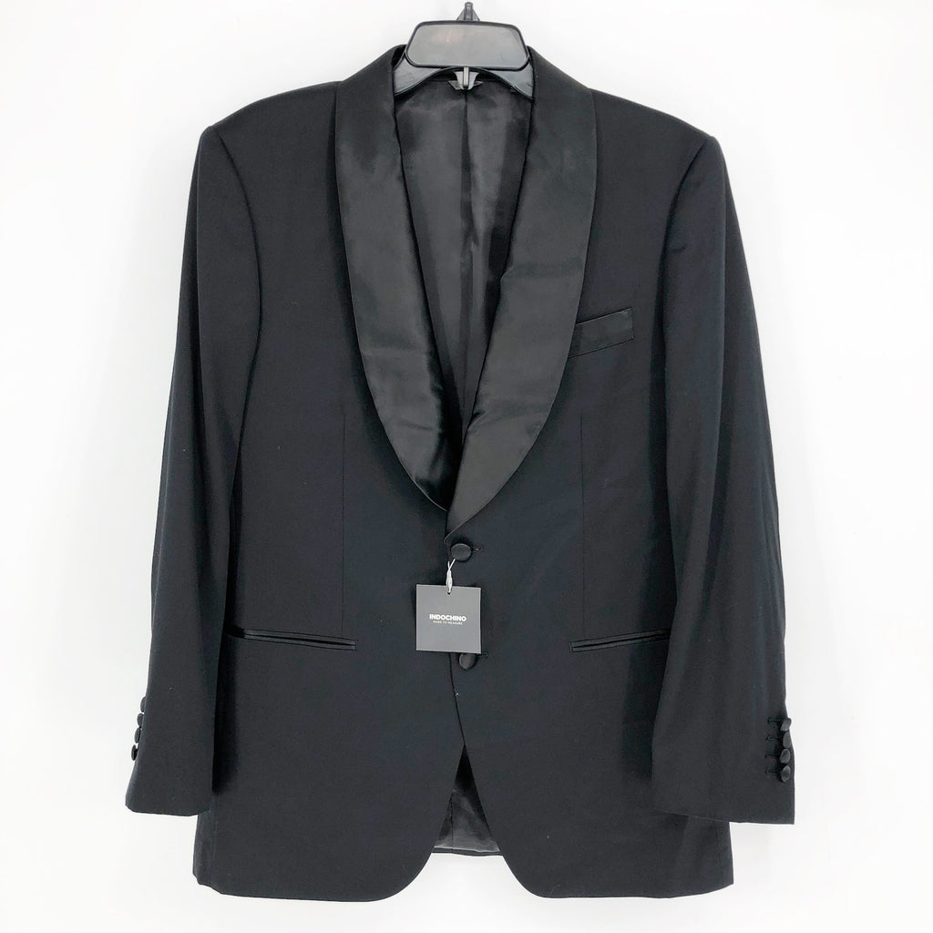 INDOCHINO Men Newbury Tuxedo Jacket 46R Black Satin Trim Shawl Lapel Blazer NWOT