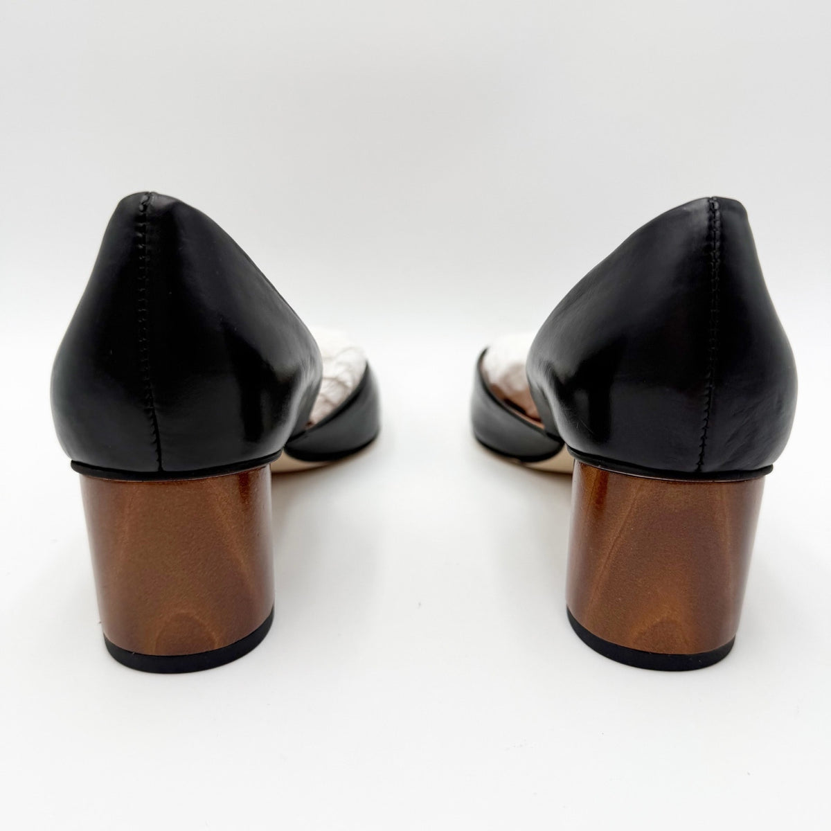 Franco Sarto Womens Rita Pumps Size 6 M EU 36 Black Leather Wood Heel NIB