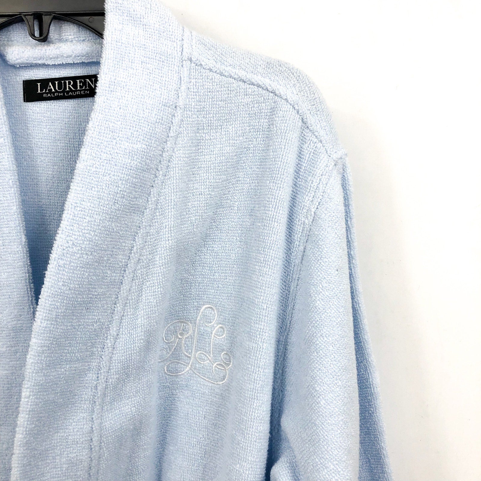 LAUREN RALPH LAUREN Greenwich Bath Robe Small Estate Blue Woven Terry NWT