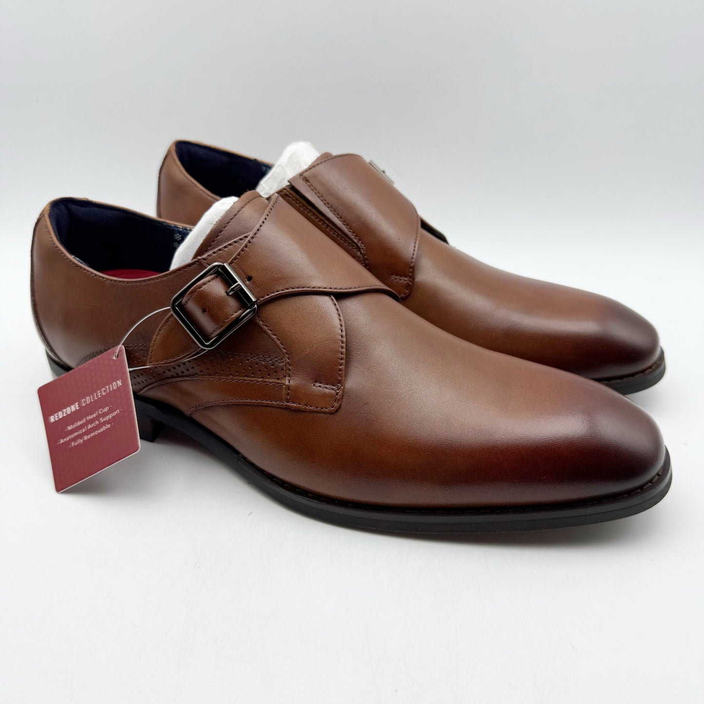 Stacy Adams Mens Karcher Monk Strap Dress Shoes US 9 M Brown Leather NIB