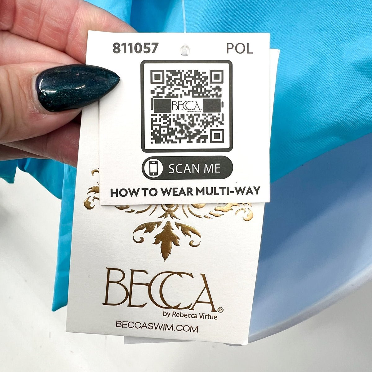 BECCA Garden Of Eden Magnolia Plunge One Piece Swimsuit Large Pool Blue NWT