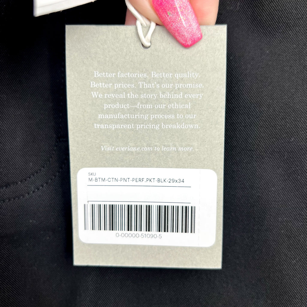 EVERLANE Men's The Performance 5-Pocket Pants 29x34 Black Chino Stretch NWT