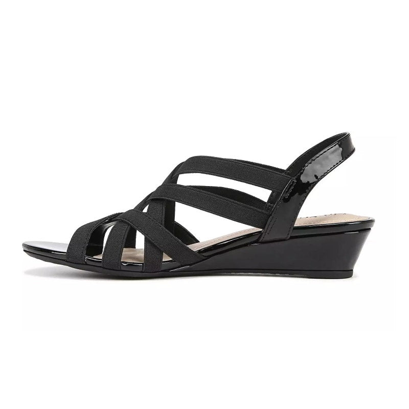 LifeStride Womens Yung Strappy Wedge Sandals US 9 Narrow EU 40 Black NWOB