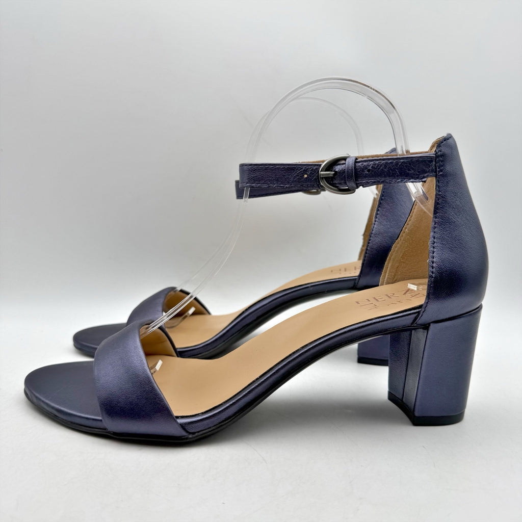 Naturalizer Womens Vera Sandals US 9 M Navy Blue Block Heel Ankle Strap NWOB
