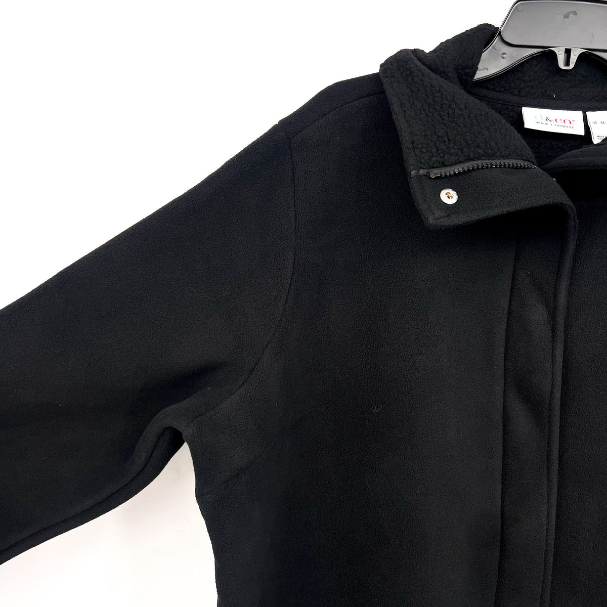 DENIM & CO. Women's Fleece Bonded Sherpa Jacket XL Black NWOT