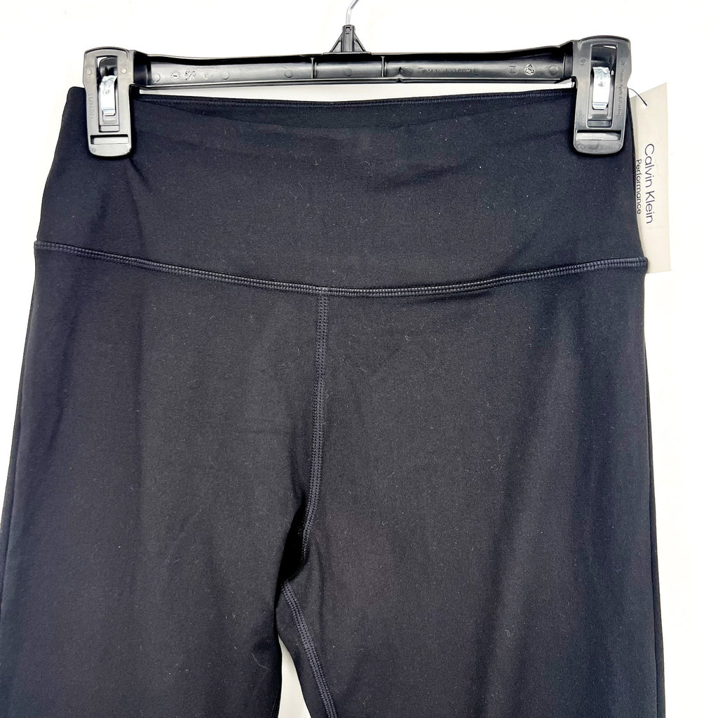 CALVIN KLEIN Women's Flared Gym Leggings Small Black Elastic Waist NWT