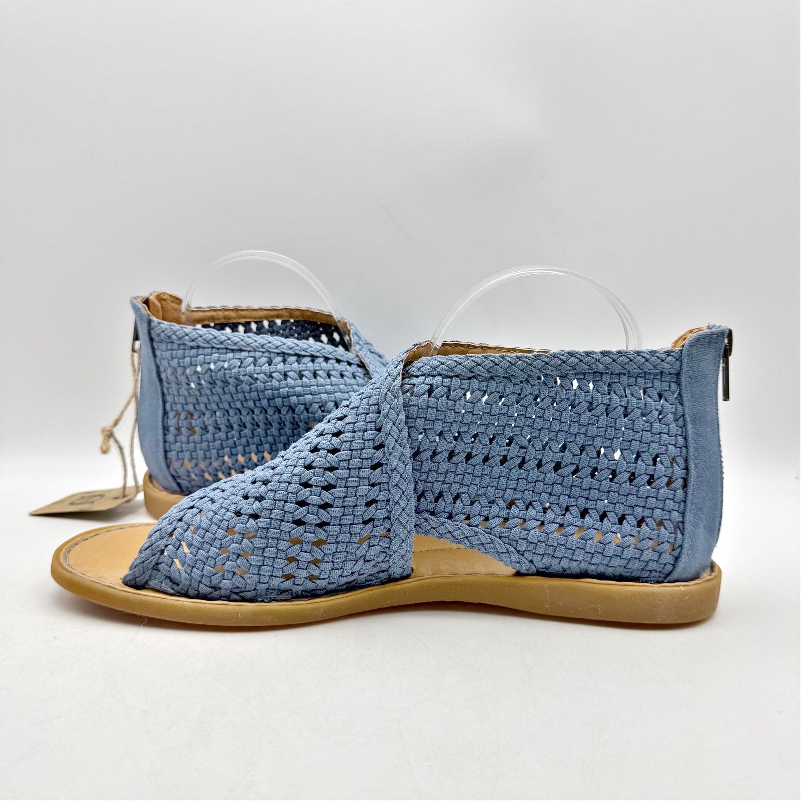 Born Womens Iwa Mac Cross-Front Sandals US 11 M EU 41.5 Blue Fabric NWOB
