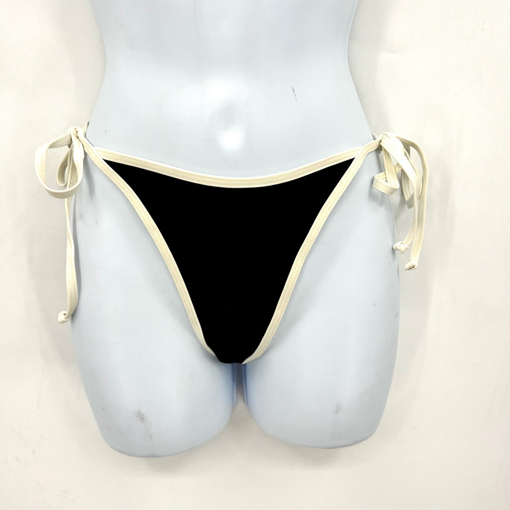 L*Space Women's Levy Classic Bikini Bottoms Small Black White Adjustable Tie NWT
