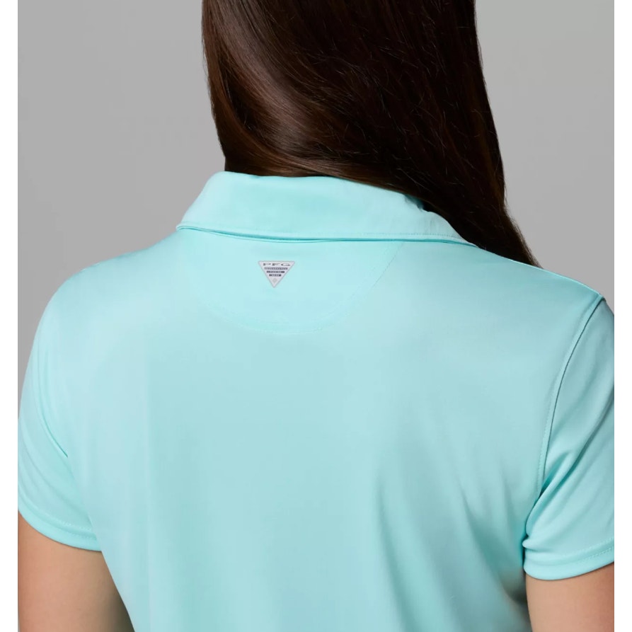 COLUMBIA Women's PFG Tidal Tee Polo Shirt XXL Blue Gulf Stream Short Sleeve NWT
