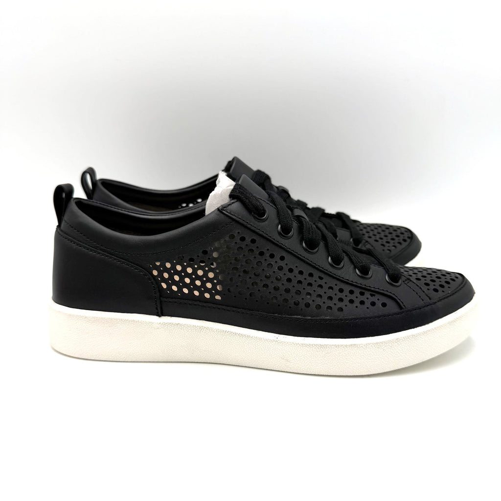 Vionic Womens Winny Perf Perforated Casual Sneakers Size 7.5 Black Leather NIB