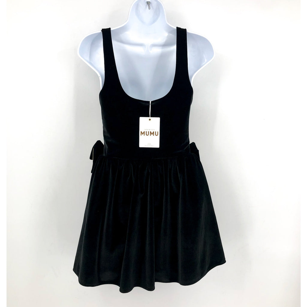 SHOW ME YOUR MUMU Women's Ricci Skort Dress Medium Black Velvet Bows NWT