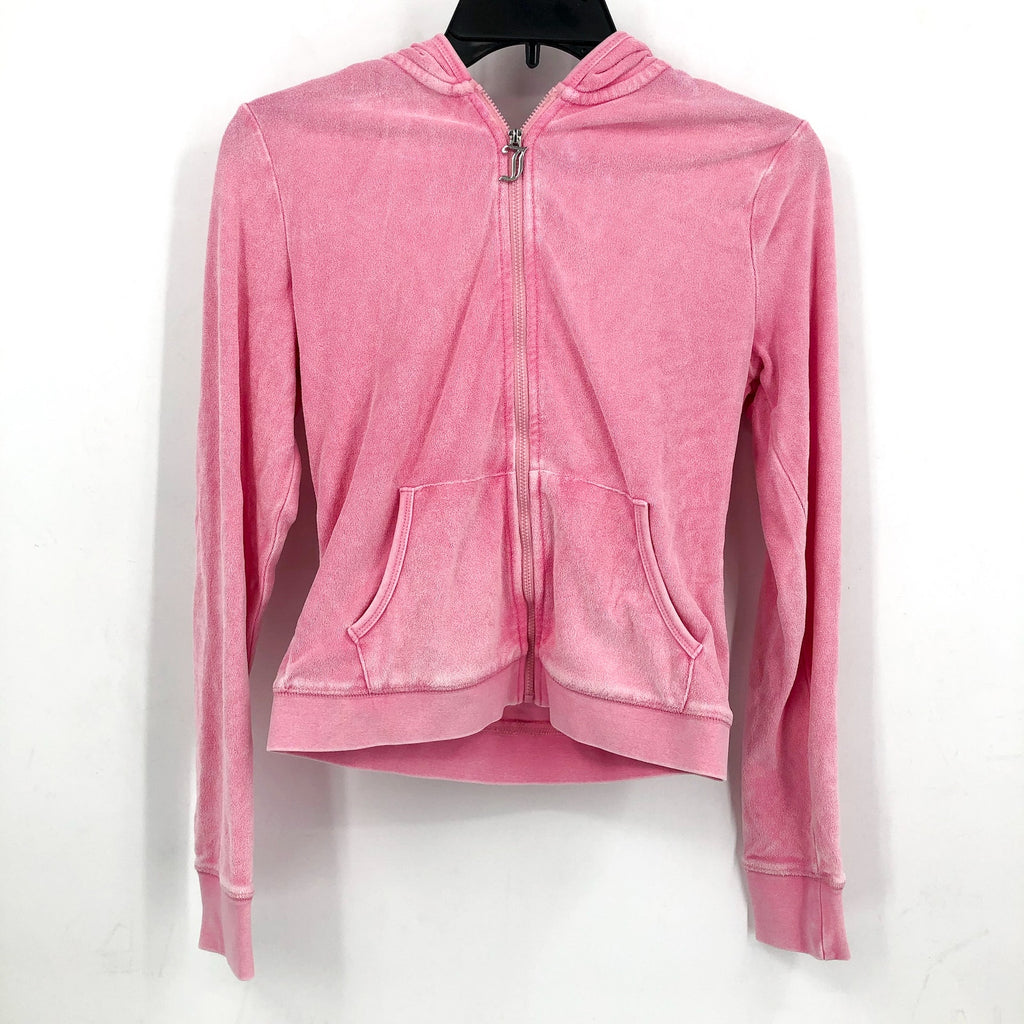 JUICY COUTURE Women's Big Bling Towel Terry Zip Hoodie Small Hot Hot Pink NWT