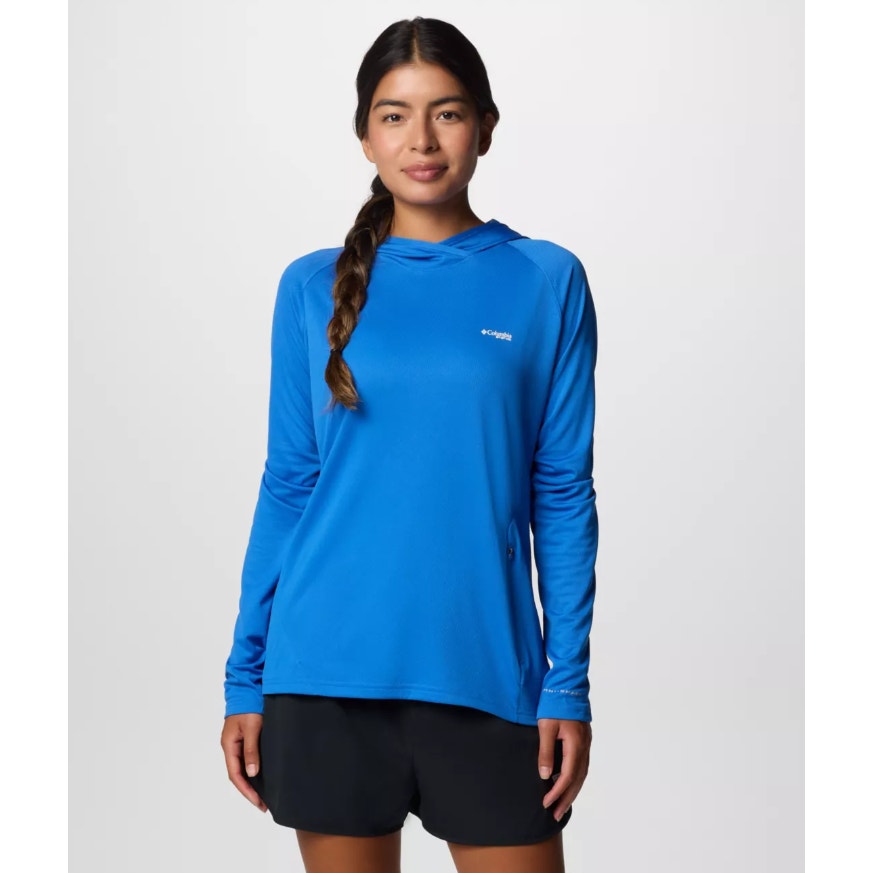 COLUMBIA Womens PFG Solar Stream Elite Hoodie XS Vivid Blue Long Sleeve NWT