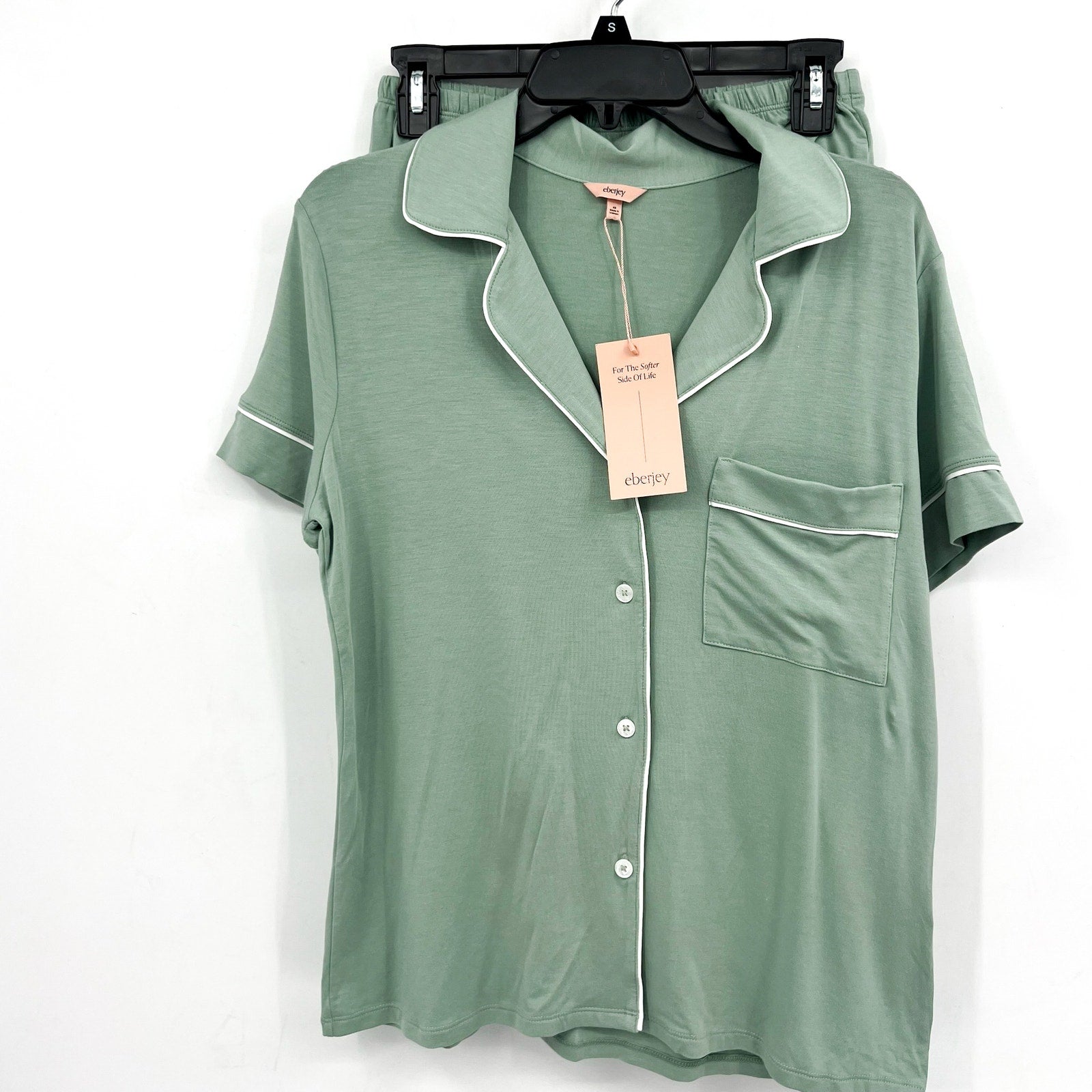 EBERJEY Gisele Relaxed Shorts PJ Set XS Eucalyptus Green TENCEL Modal NWT