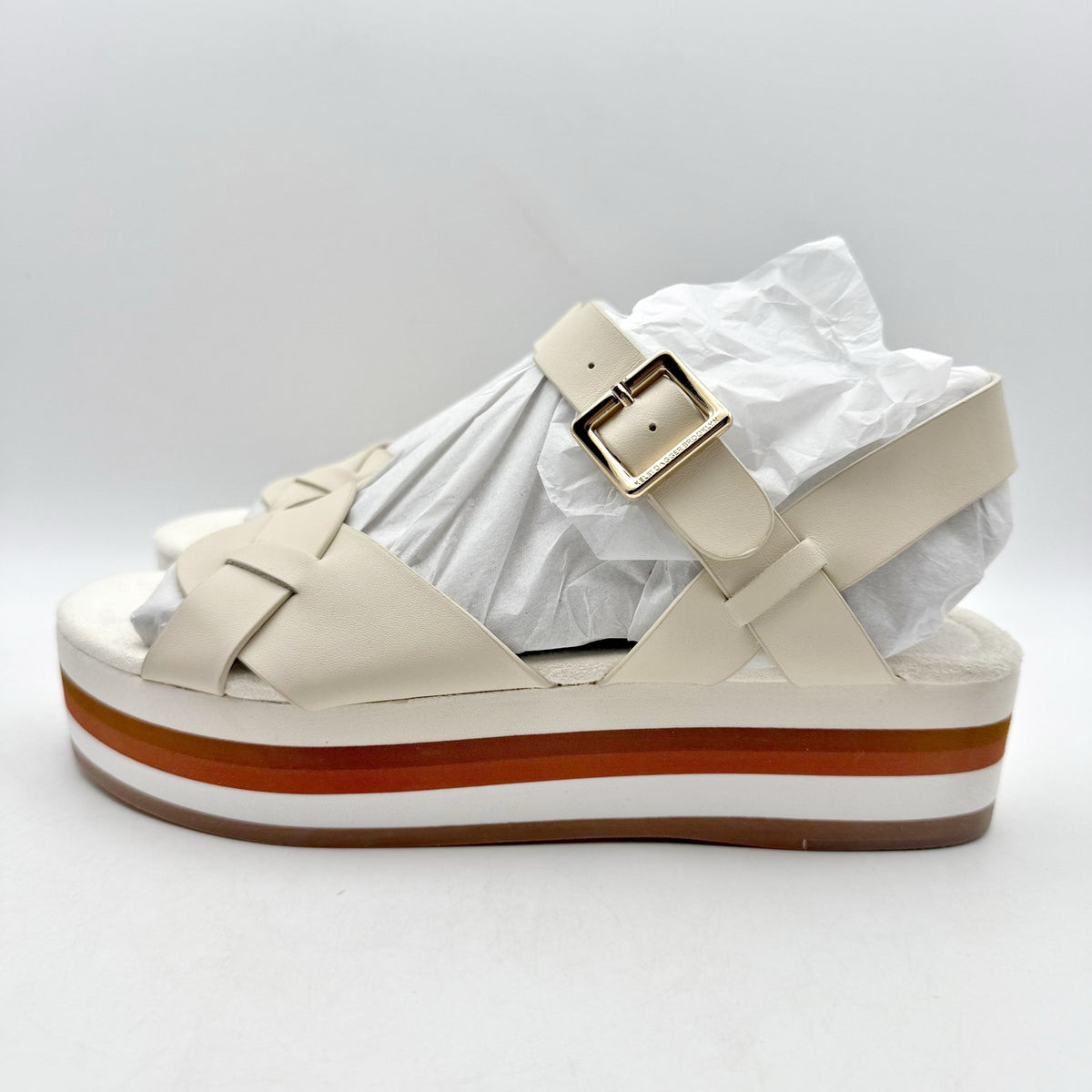 Kelsi Dagger Womens Brooklyn Breeze Platform Sandals Size 7.5 White Leather NIB
