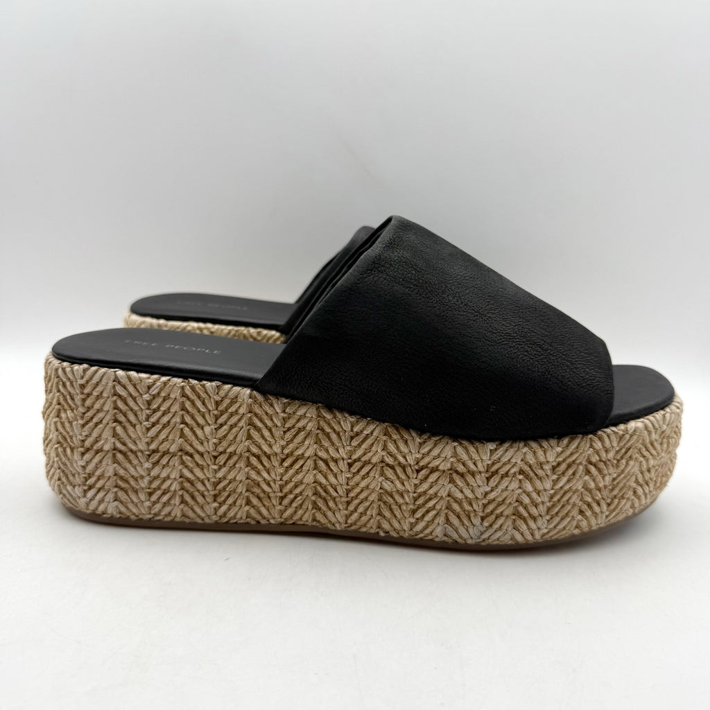 Free People Womens Harbor Flatform Sandals SIZE 9 EU 39 Black Leather NWOB