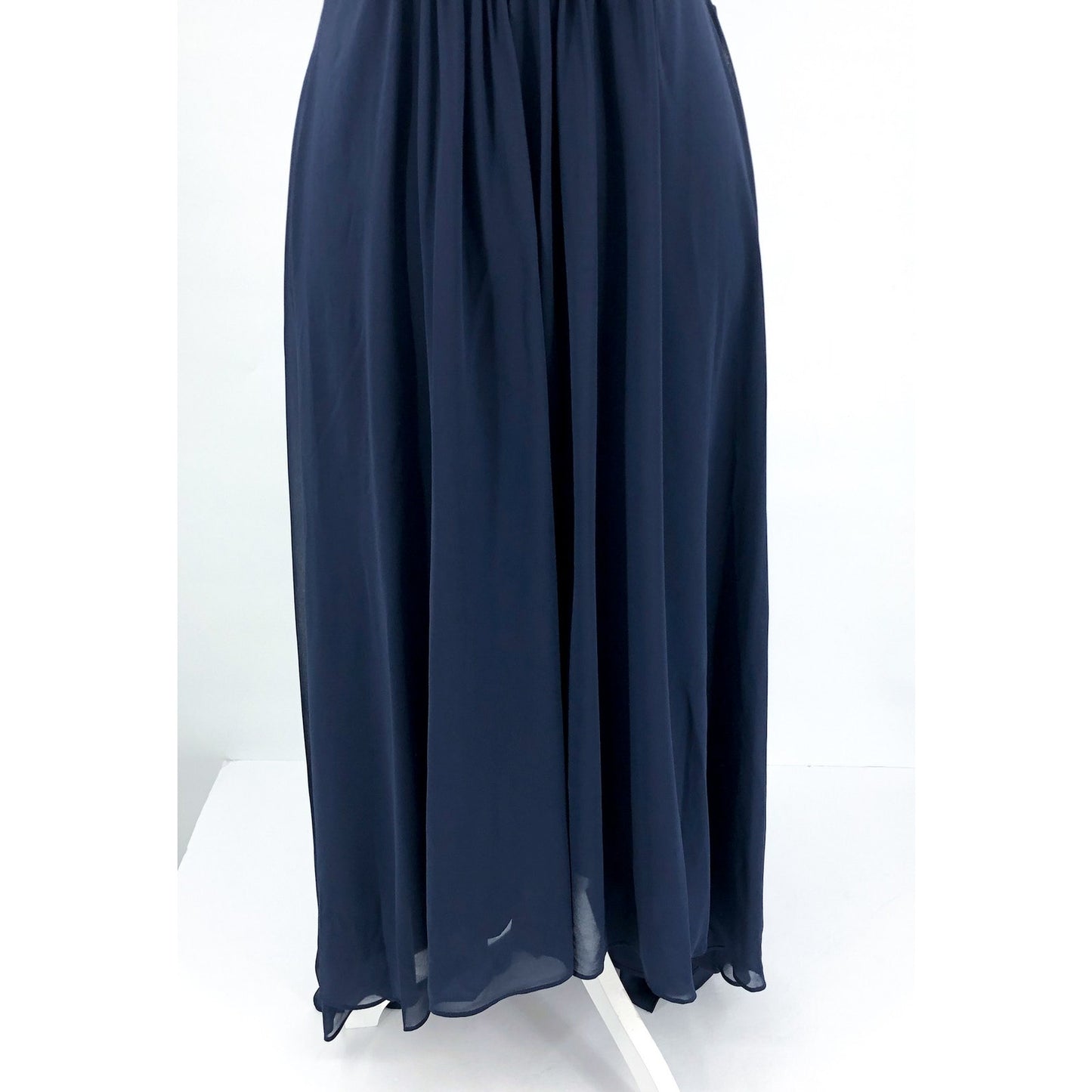 ELIZA J High Low Chiffon Long Dress Size 8 Navy Blue Embellished Sleeveless NWT