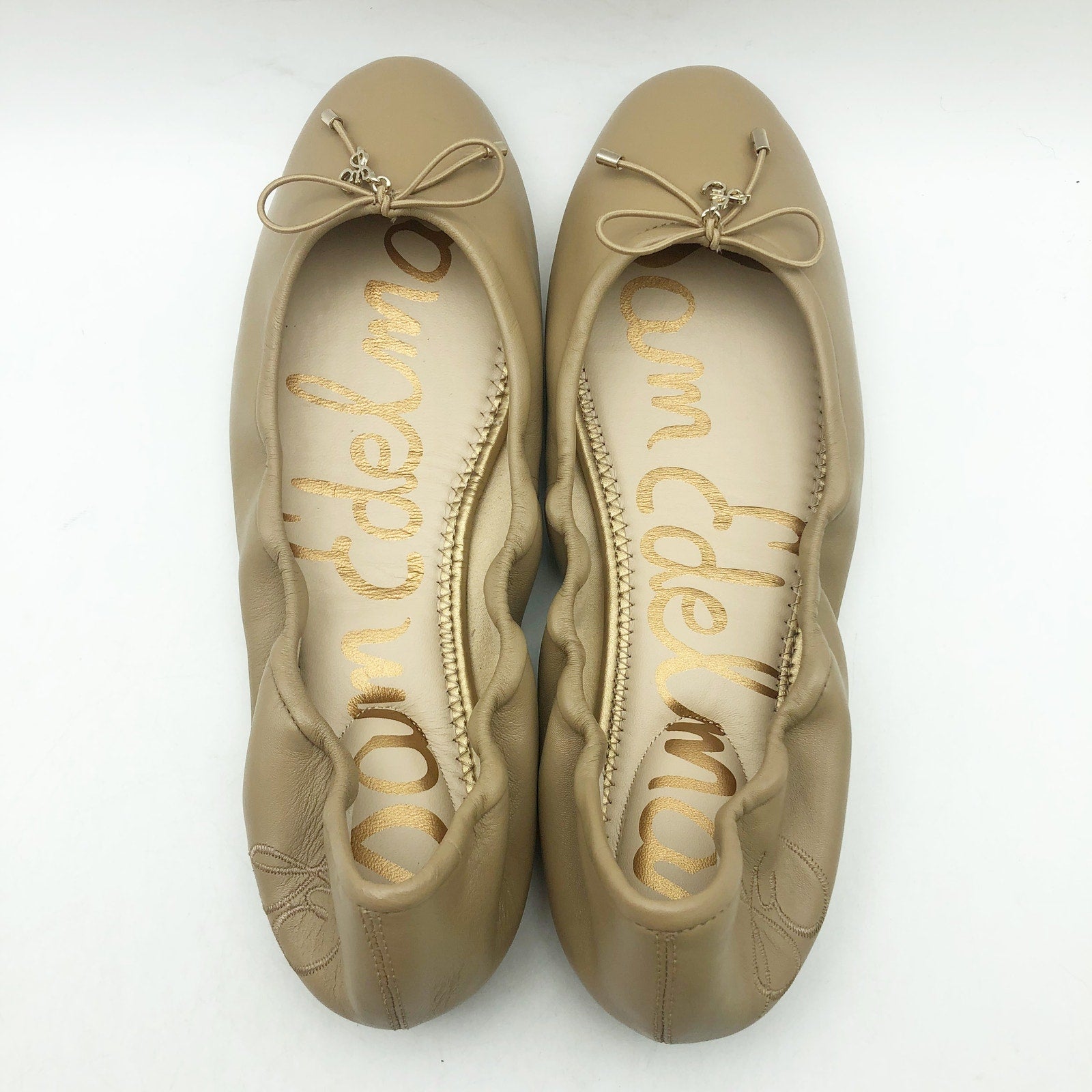 Sam Edelman Womens Felicia Cushioned Ballet Flats US 9 Beige Leather NIB