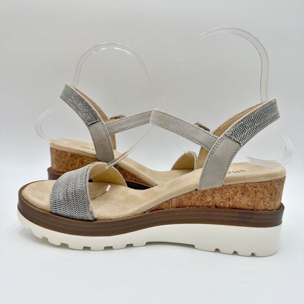 VANELi Womens Cedra Wedge Sandals Size 7.5 M Grey Metallic Suede NIB
