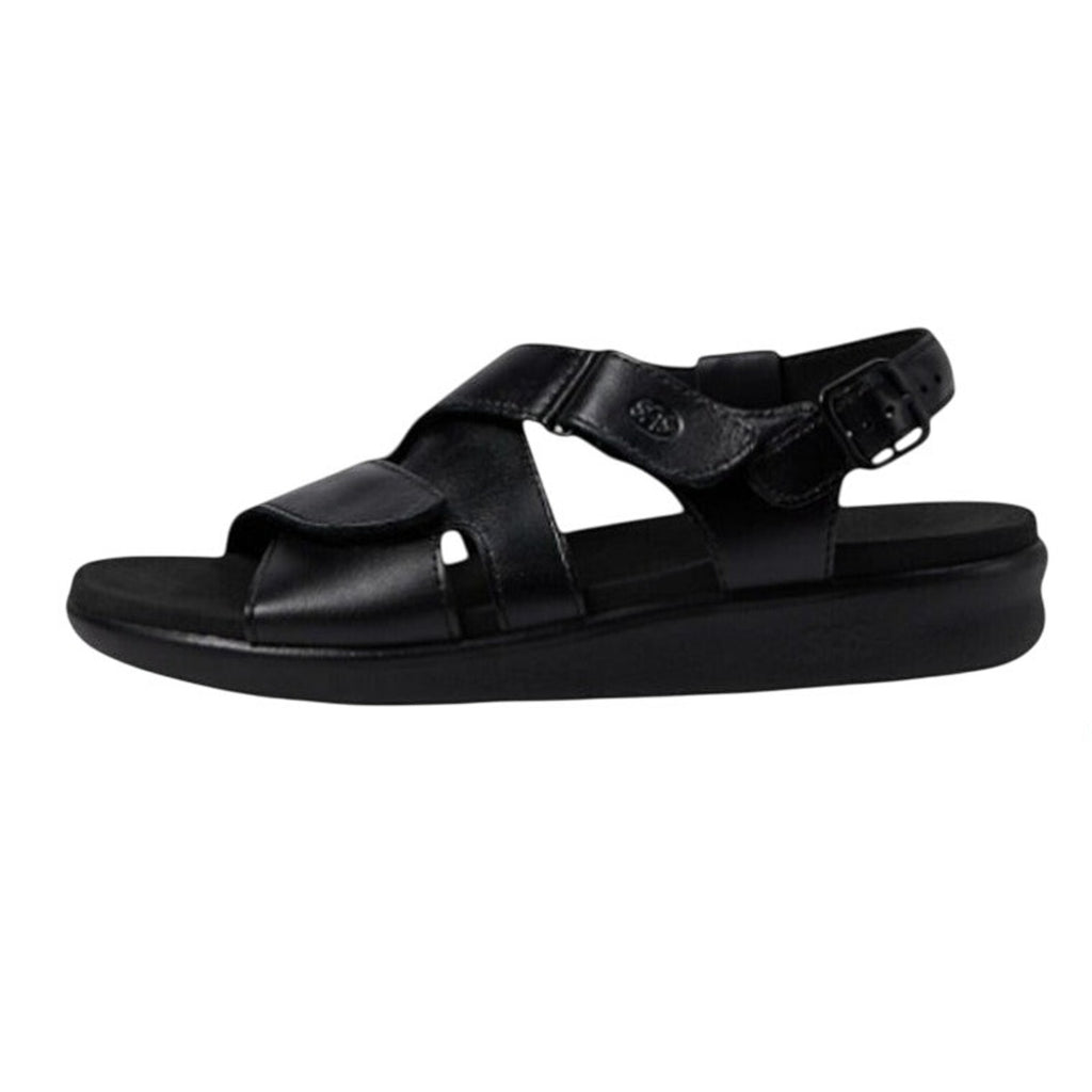 SAS Womens Huggy Adjustable Comfort Sandal US 6.5M EU 37 Black Leather NWOB