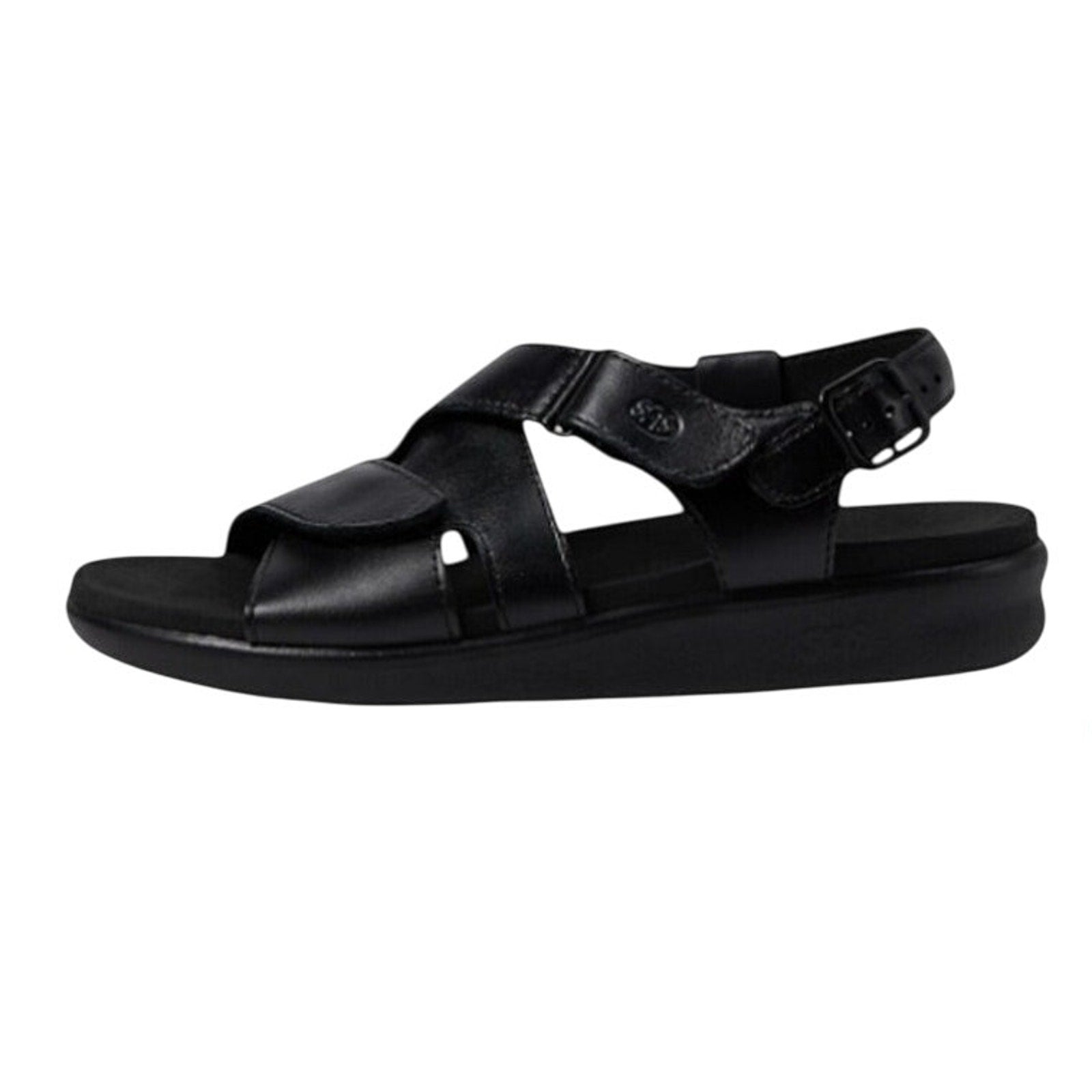 SAS Womens Huggy Adjustable Comfort Sandal US 6.5M EU 37 Black Leather NWOB