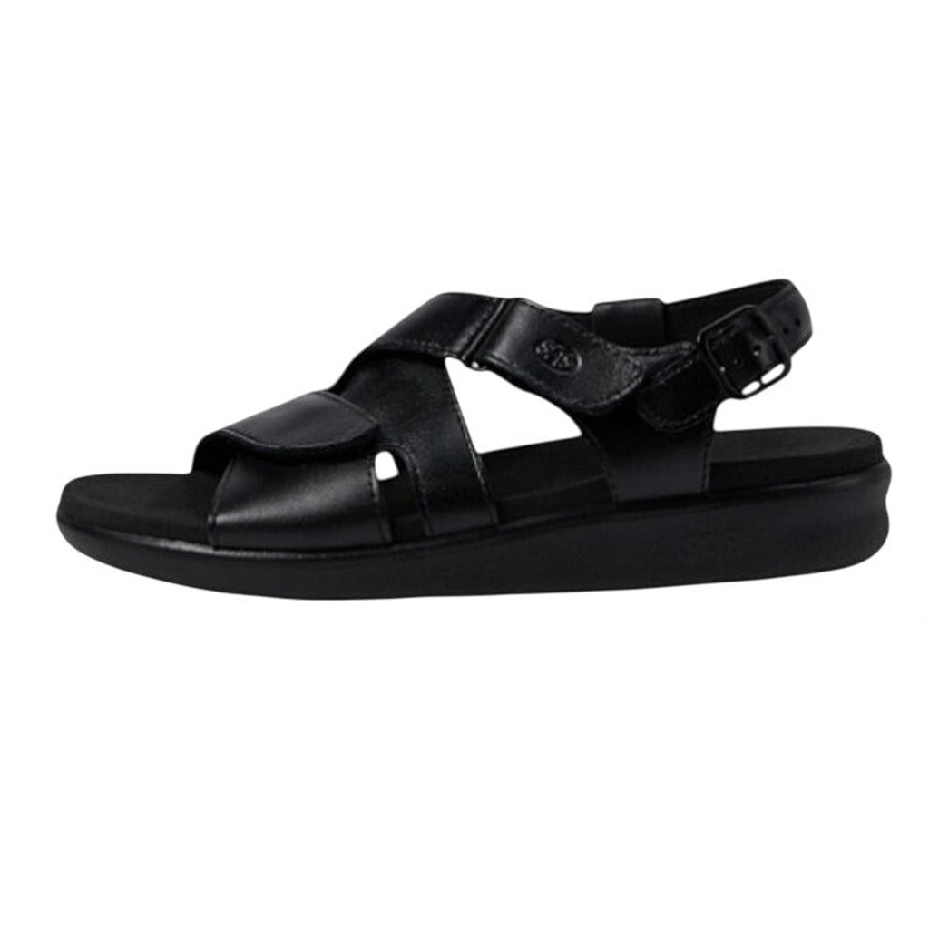 SAS Womens Huggy Adjustable Comfort Sandal US 6.5M EU 37 Black Leather NWOB