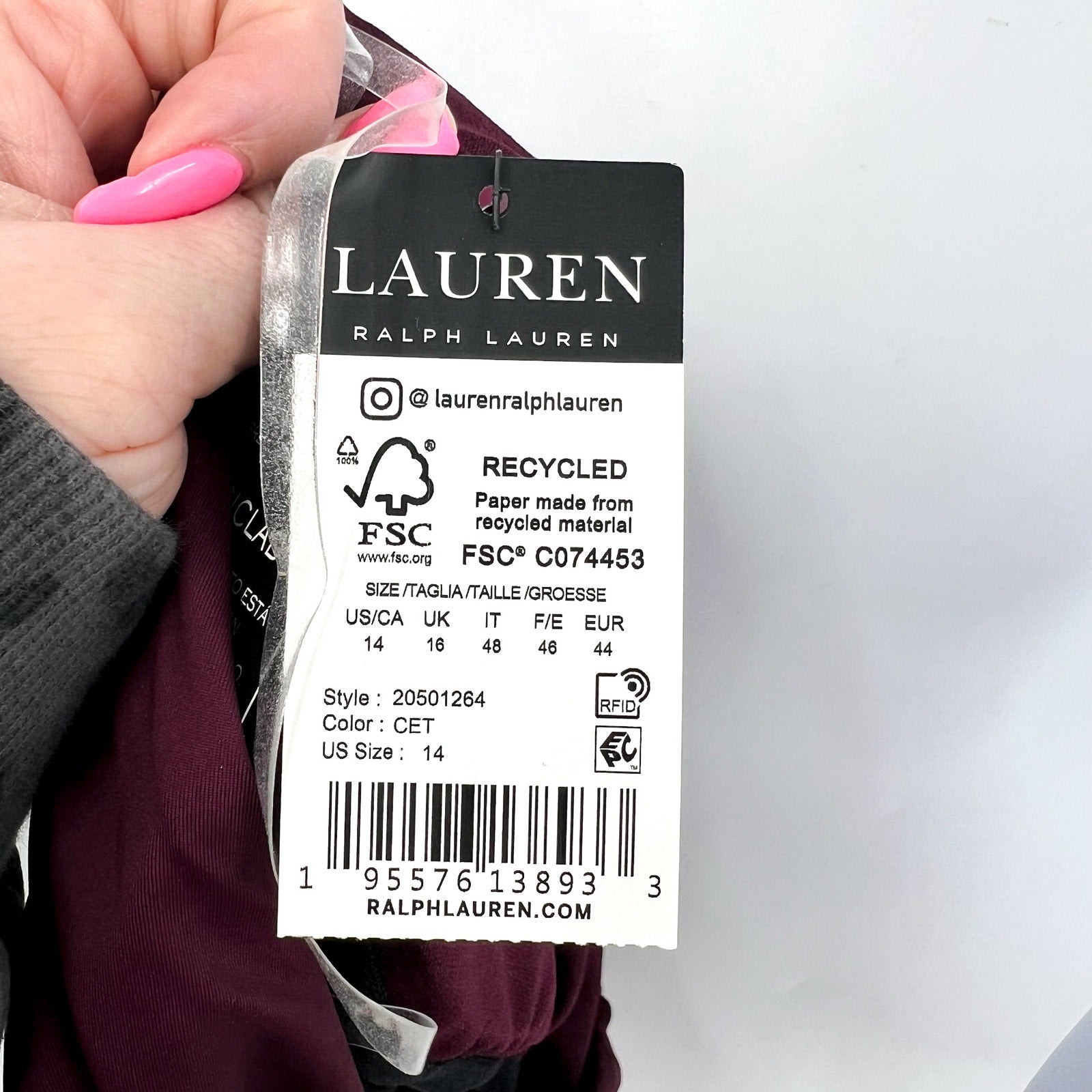 LAUREN RALPH LAUREN Beach Club High Neck One Piece Swimsuit Size 14 Red NWT