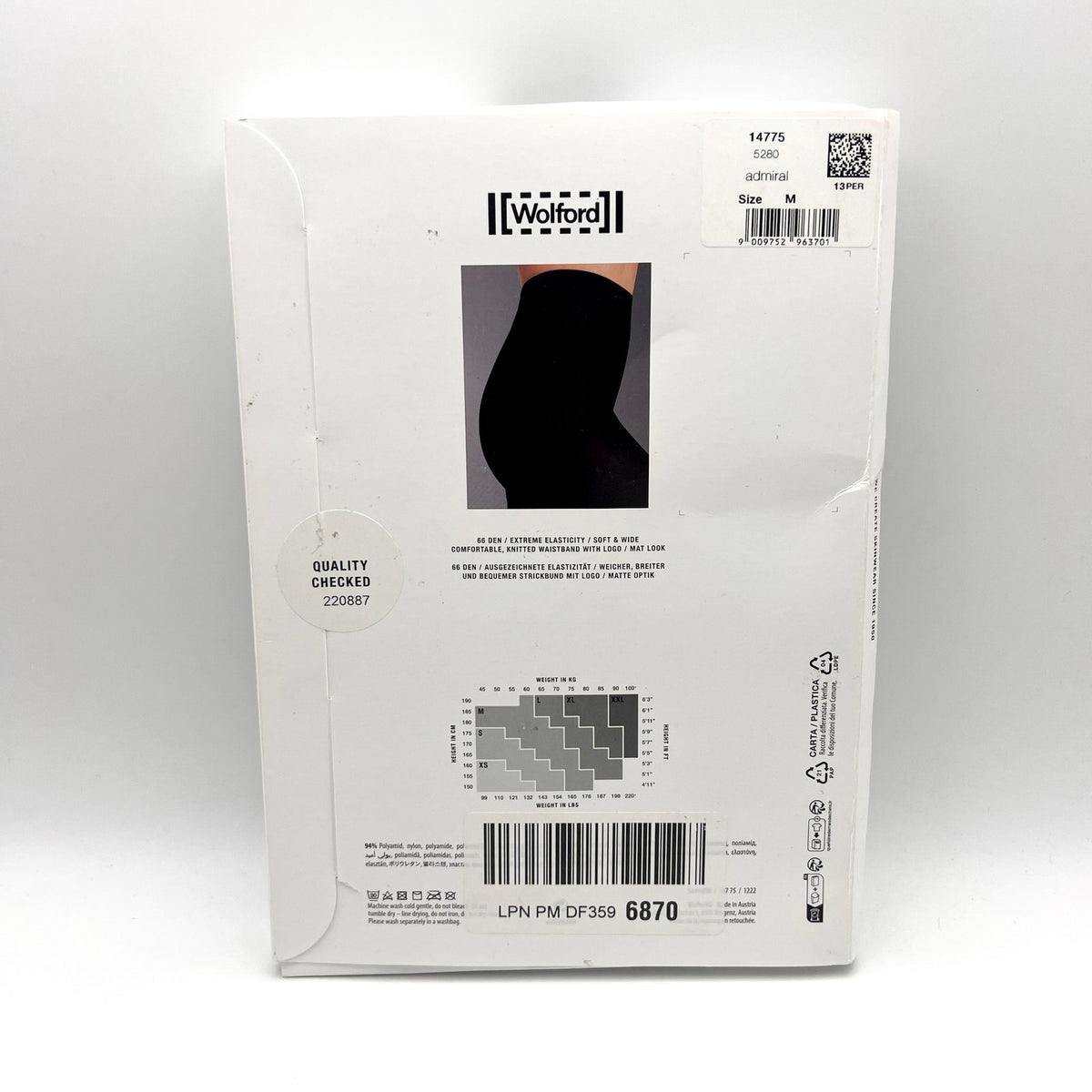 WOLFROD Women's Velvet De Luxe 66 Tights Medium Black Admiral Flawless NWT