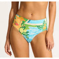 SEAFOLLY Womens Sunset Bikini Bottom Size 8 Turquoise Print High Waist Pant NWT
