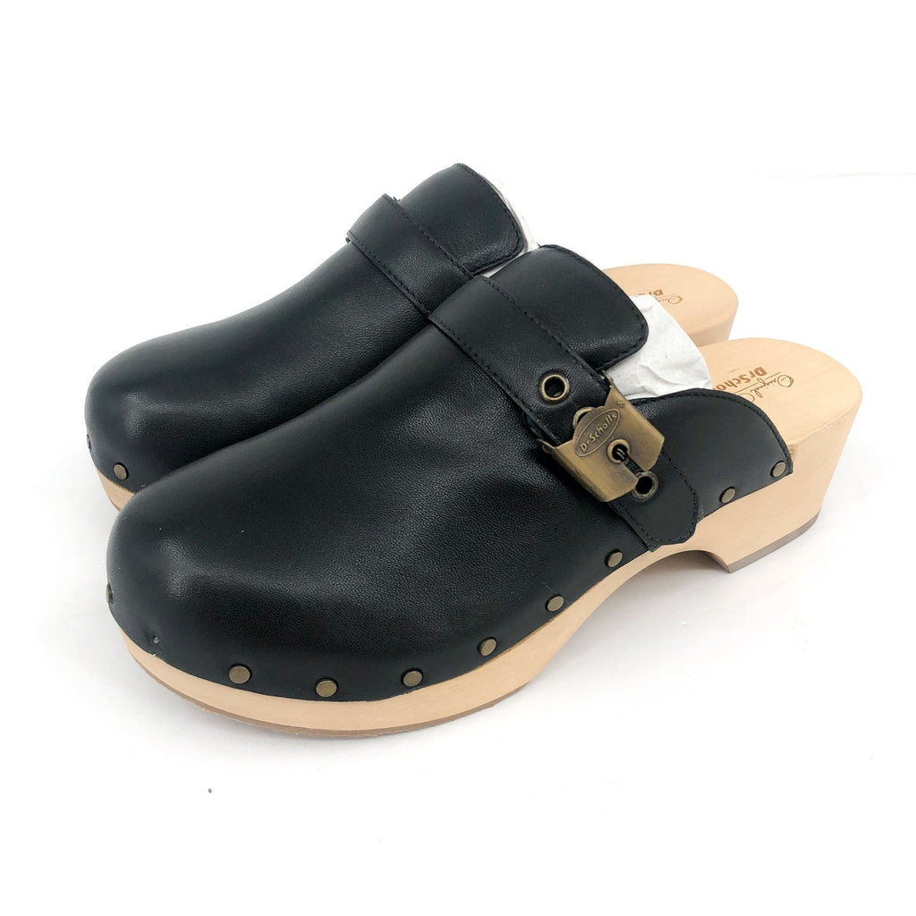 DR SCHOLL'S Women’s Original Clogs Size 6M Black Nubia Leather NWOB
