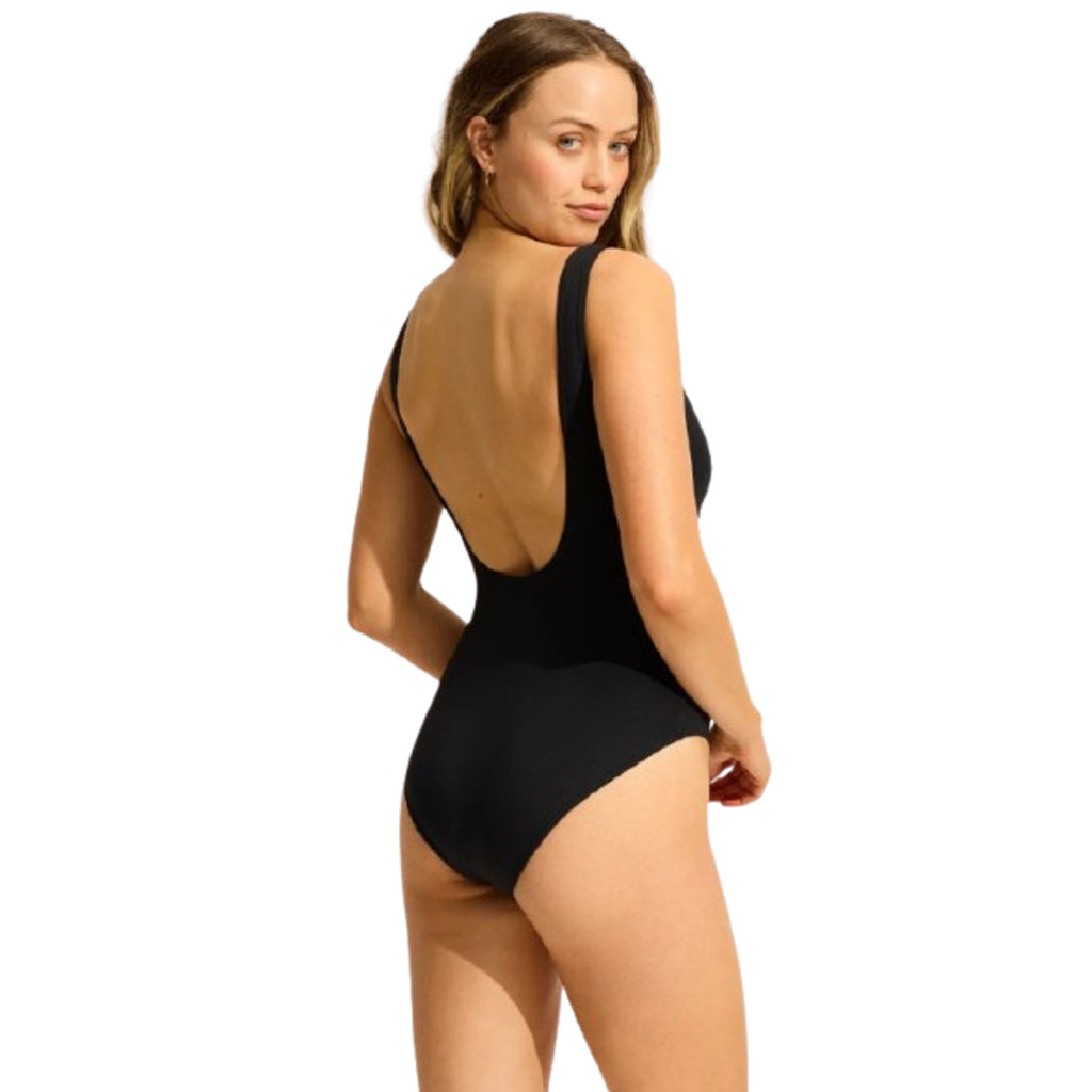 SEAFOLLY Women's One-Piece Swimsuit Size 4 DD-Cup Black Underwire NWT